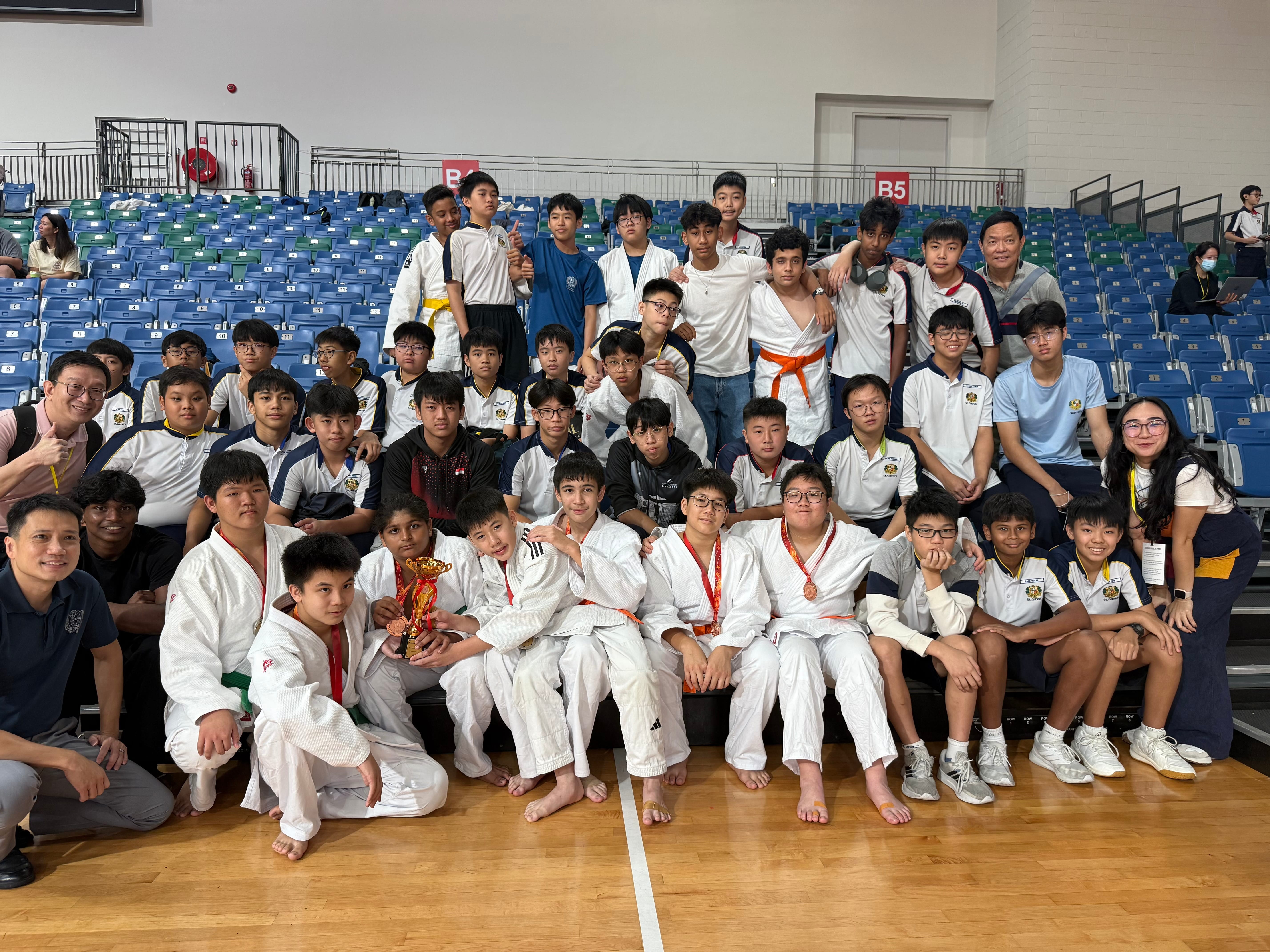 The 2026 ‘C’ Division Judo Team with teachers and Principal Mr. Shawn Lim